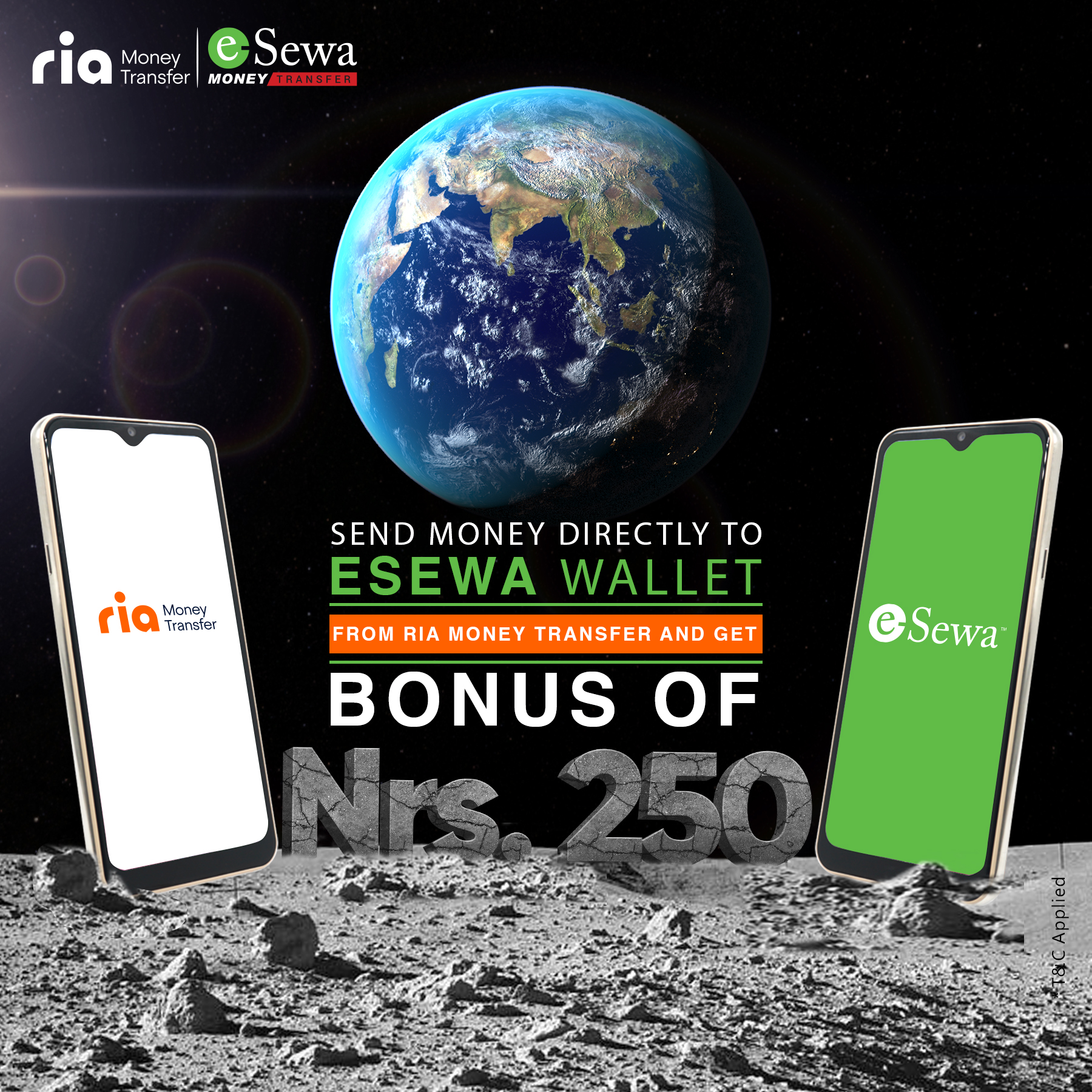 Rs. 250 bonus on offer while sending remittance directly from Ria Money Transfer to eSewa Wallet. - Featured Image